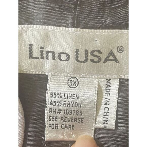 Lino USA Black Linen Blend Wrap Vest Top 3X Plus Size Tie Waist Contrast Trim - Picture 2 of 7